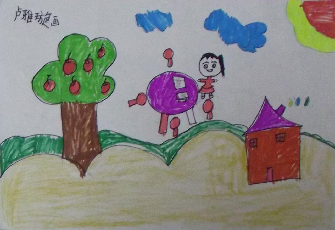 小女孩做作业 卢雅璇画