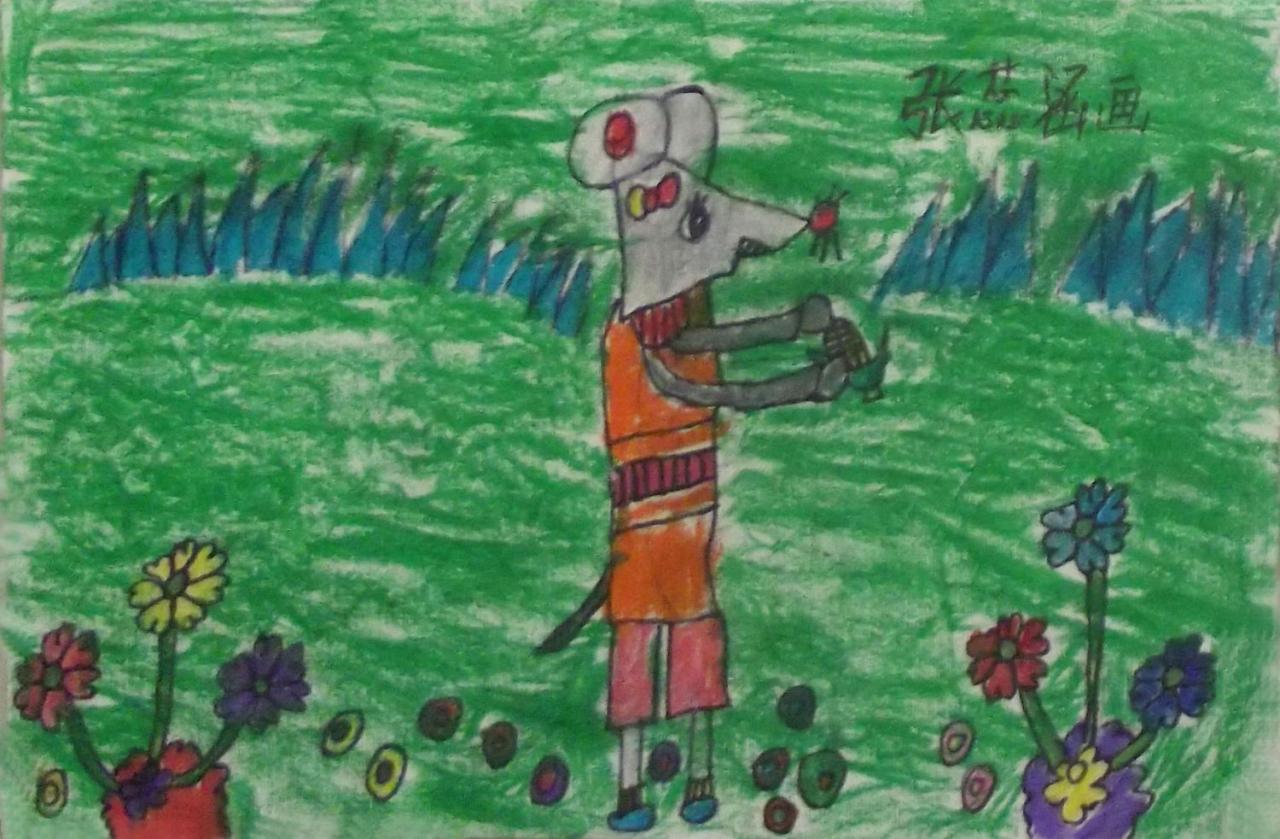 小老鼠摘包米 张蕊涵画