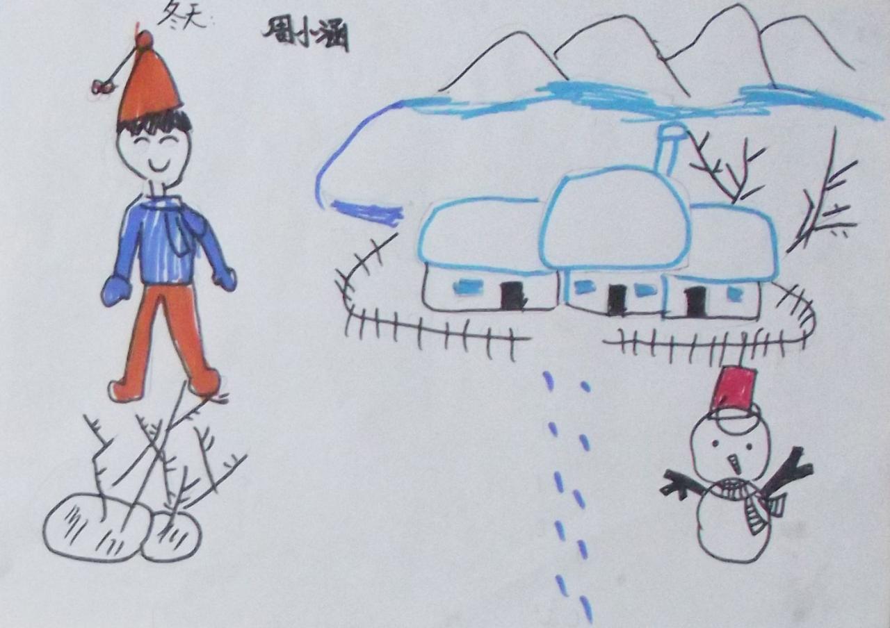 冬天 雪景 周小涵画