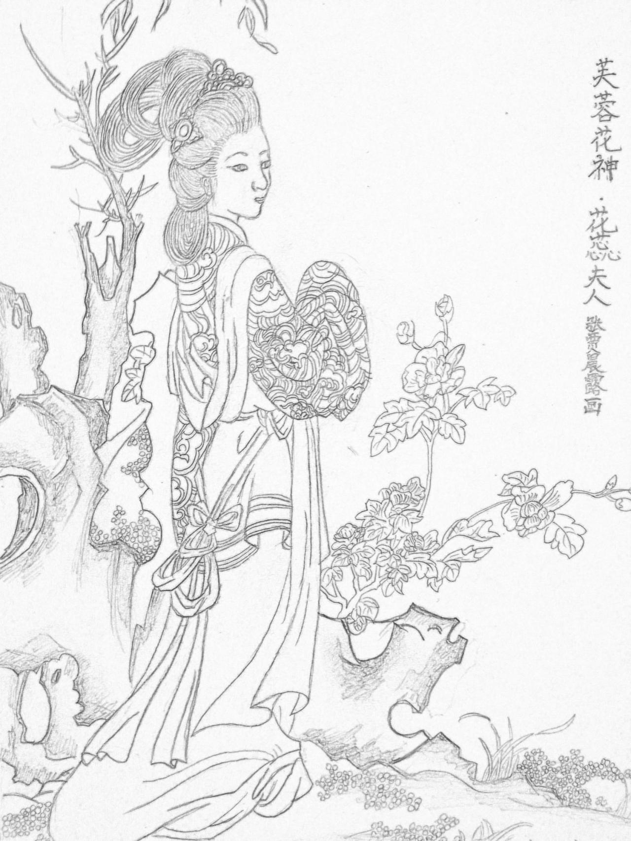 芙蓉花神 花蕊夫人 张贾晨露画