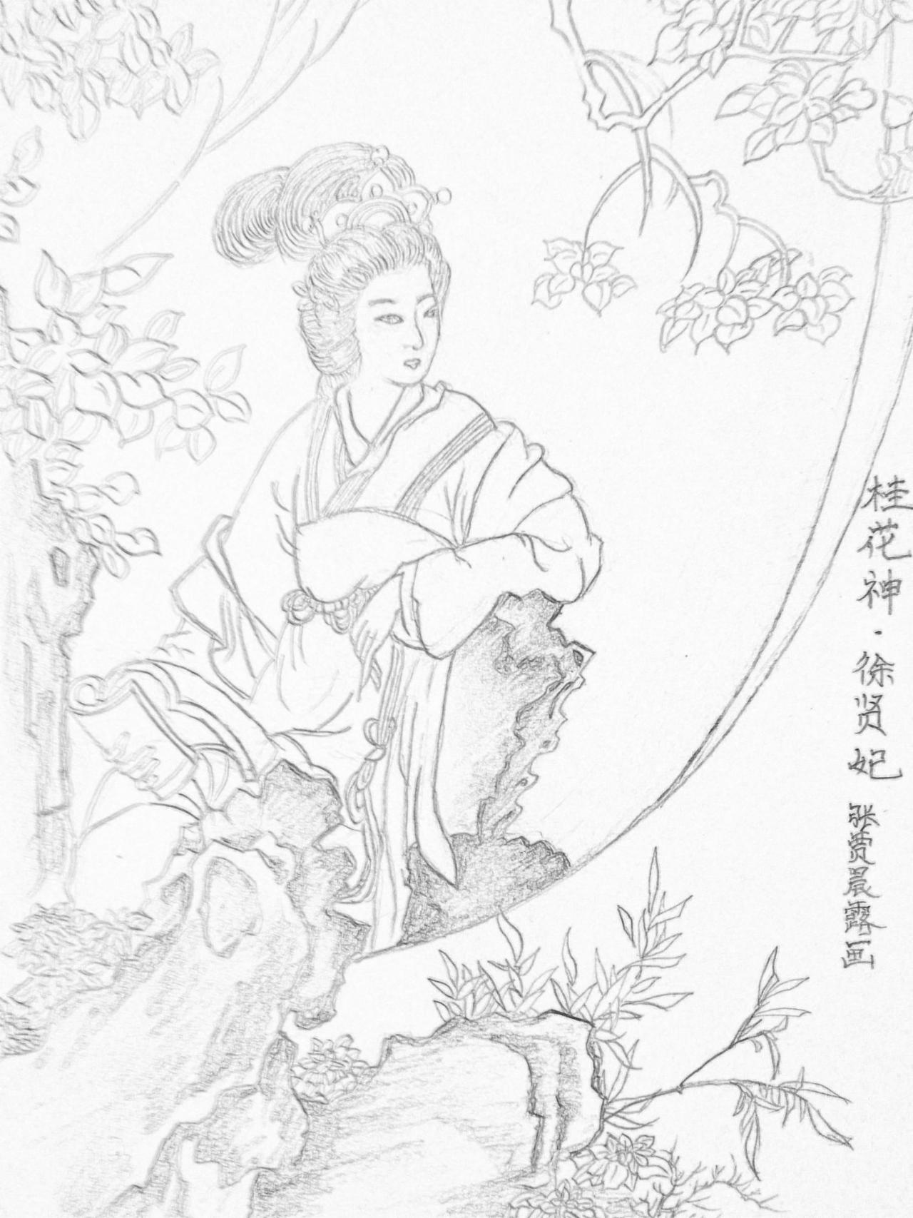 桂花神 徐贤妃 张贾晨露画
