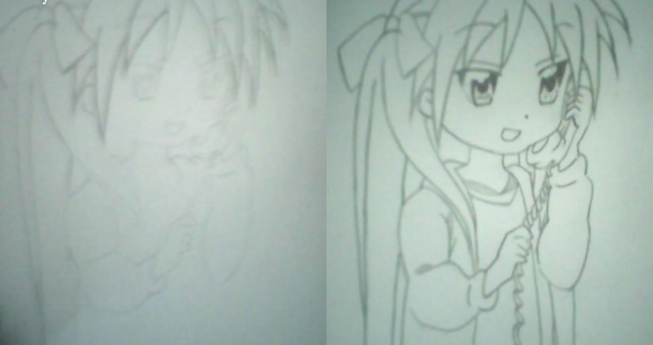 动漫人物之幸运星手绘草稿