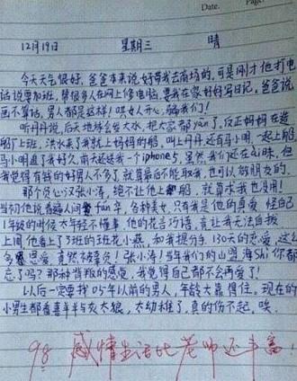 小学生的搞笑感情生活日记全文截图