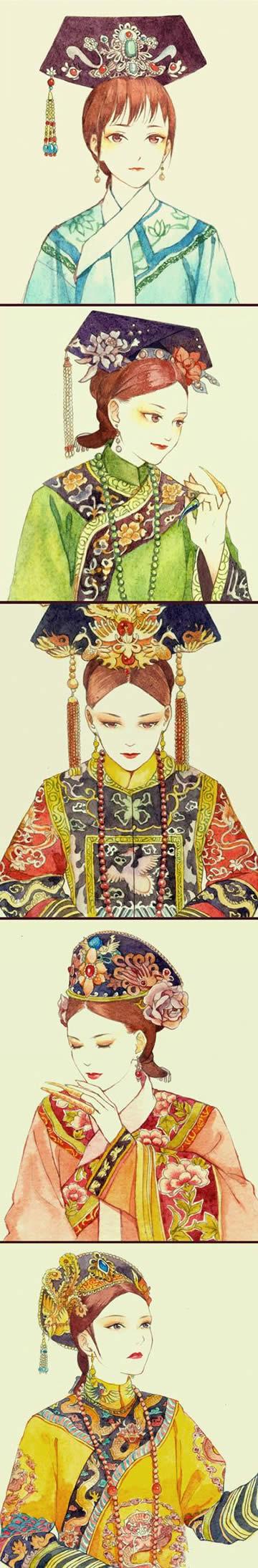 甄嬛的在电视剧中的服饰随着地位而变化的示意图