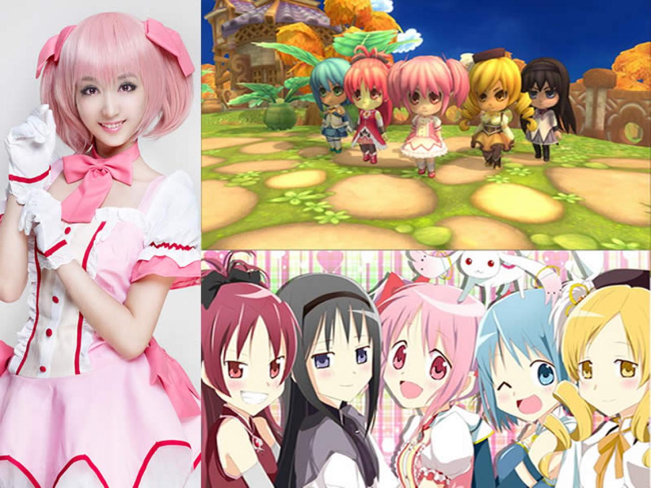 五位魔法少女在晴空物语中的Q版可爱形象图