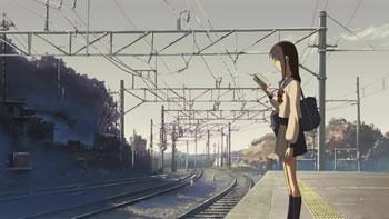 那些年那些事配图之一个人抱着书在铁道边的场景