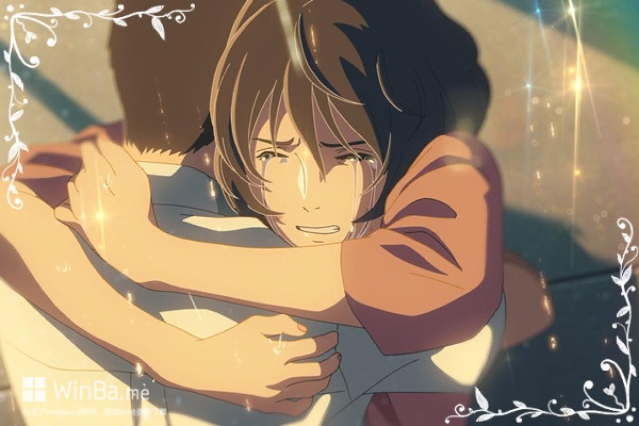 言叶之庭唯美画风场景精选——男女主角的拥抱