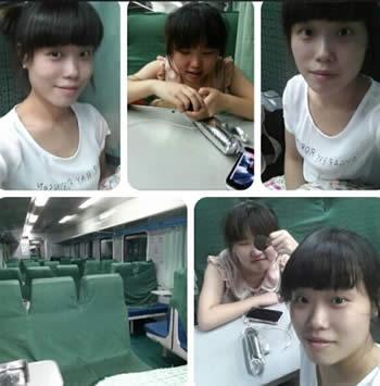 空调车厢里，两姐妹卖萌