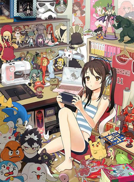 包含22部动漫元素的同人图