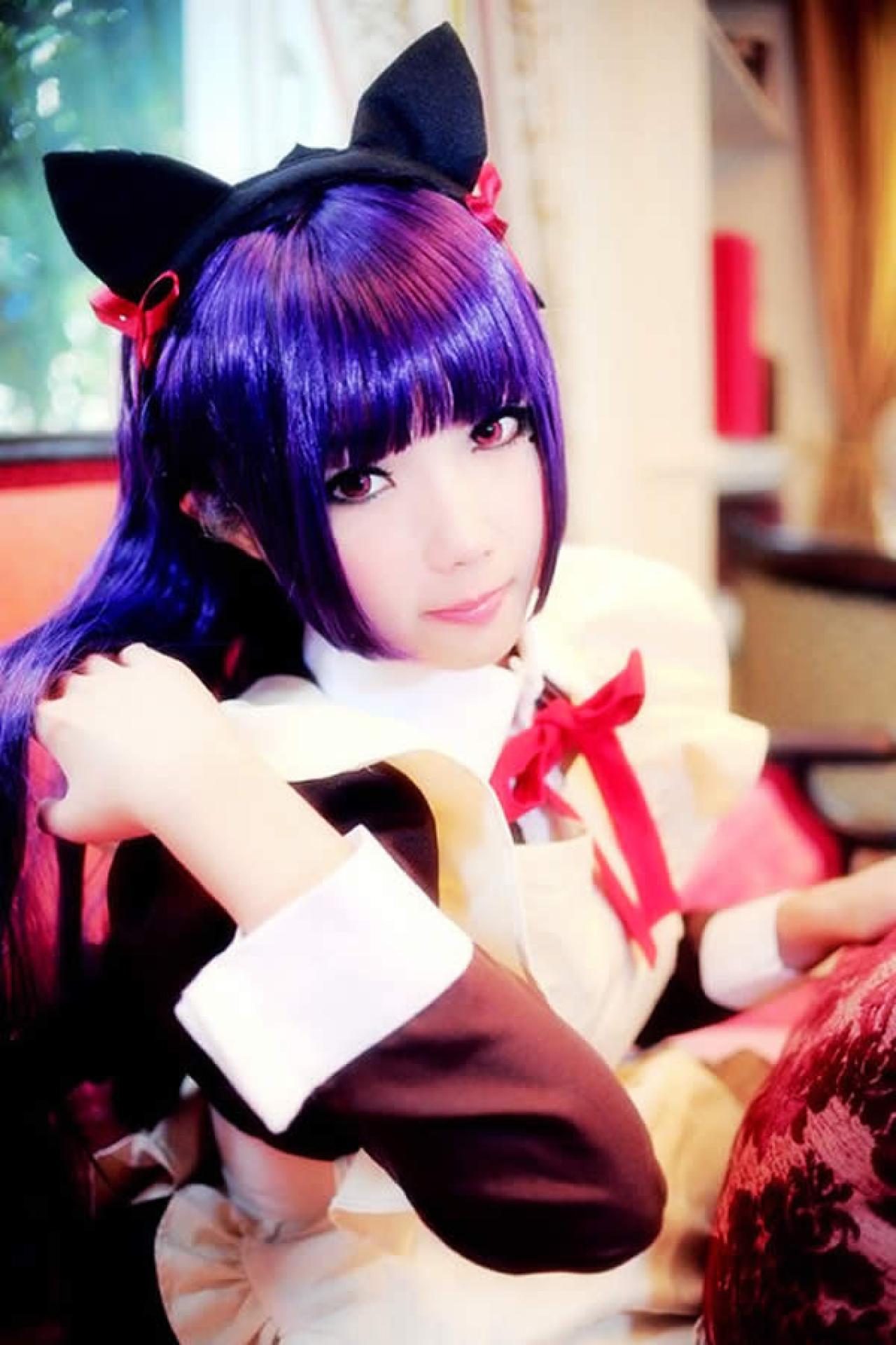 Neneko Cos五更琉璃抚摸着紫色秀发