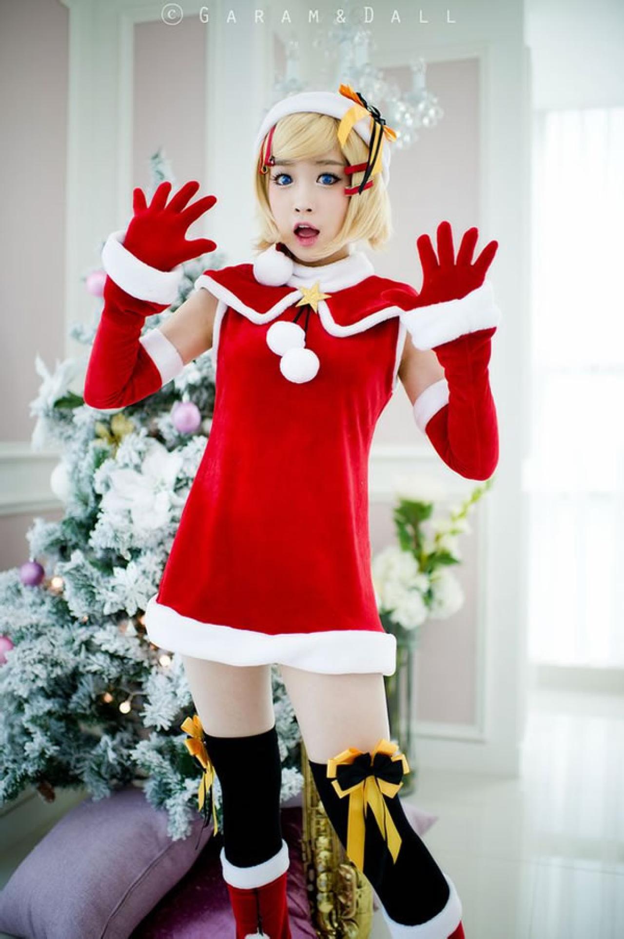 兔娘黄发圣诞服很惊喜的样子