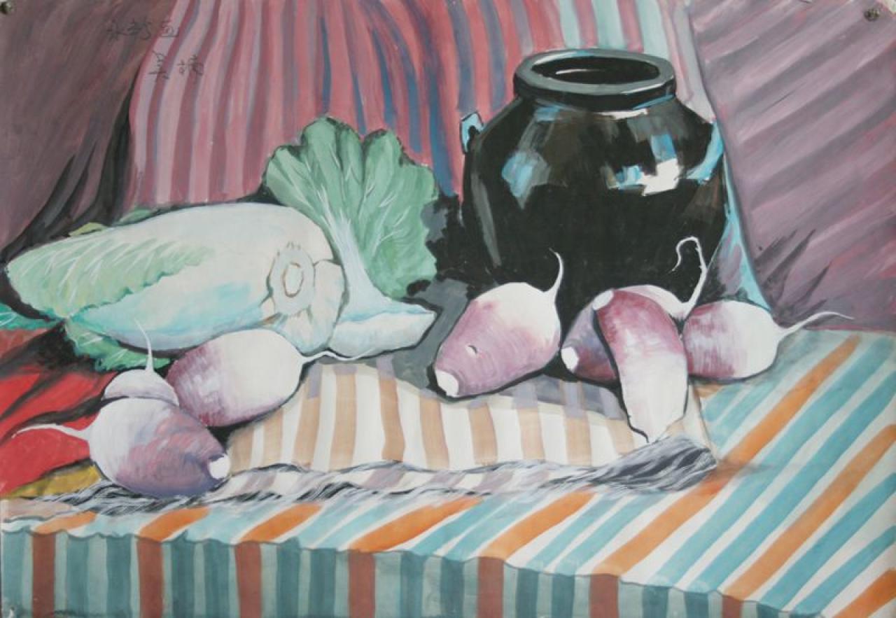 白菜 萝卜 罐子静物组合