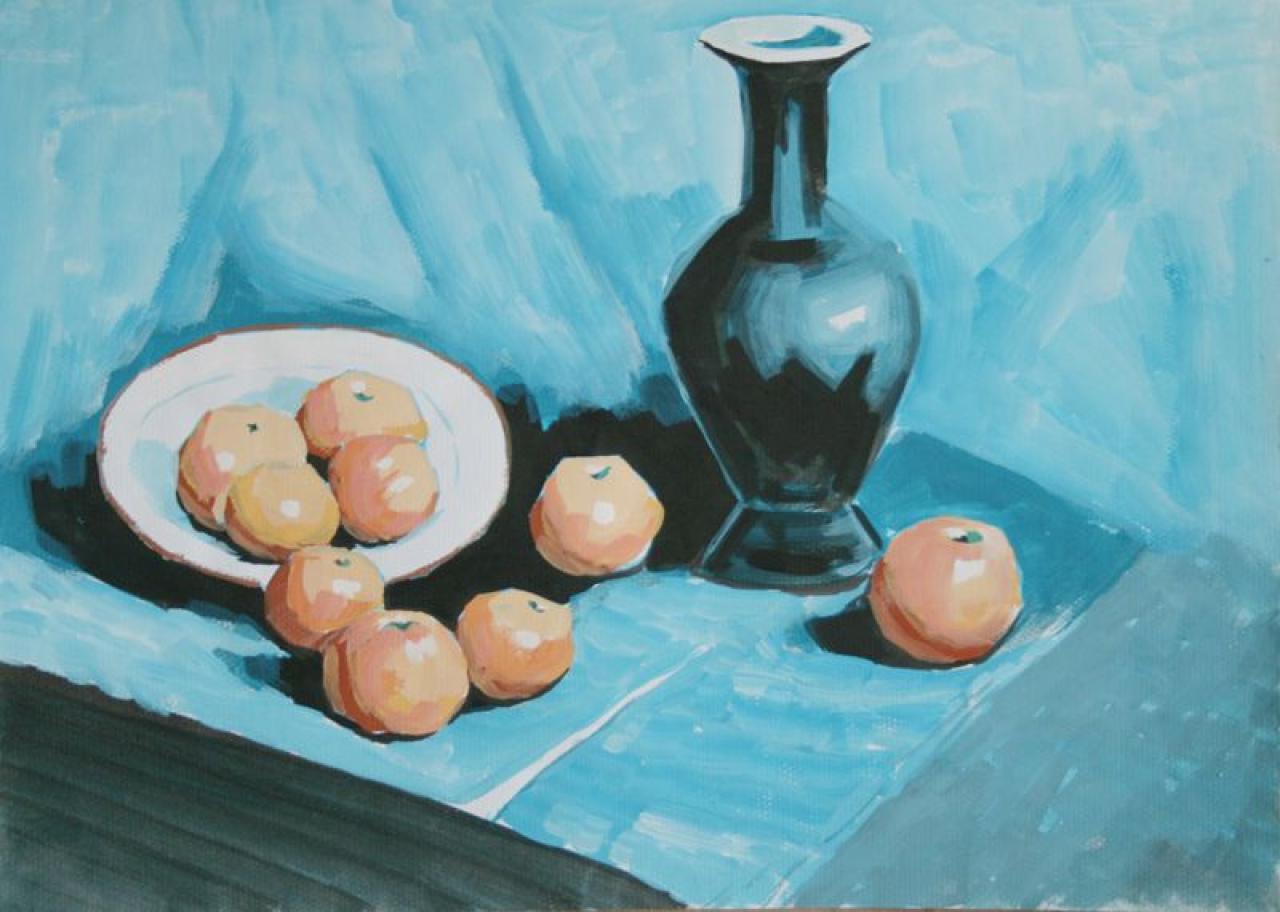 花瓶 盘子 苹果静物组合