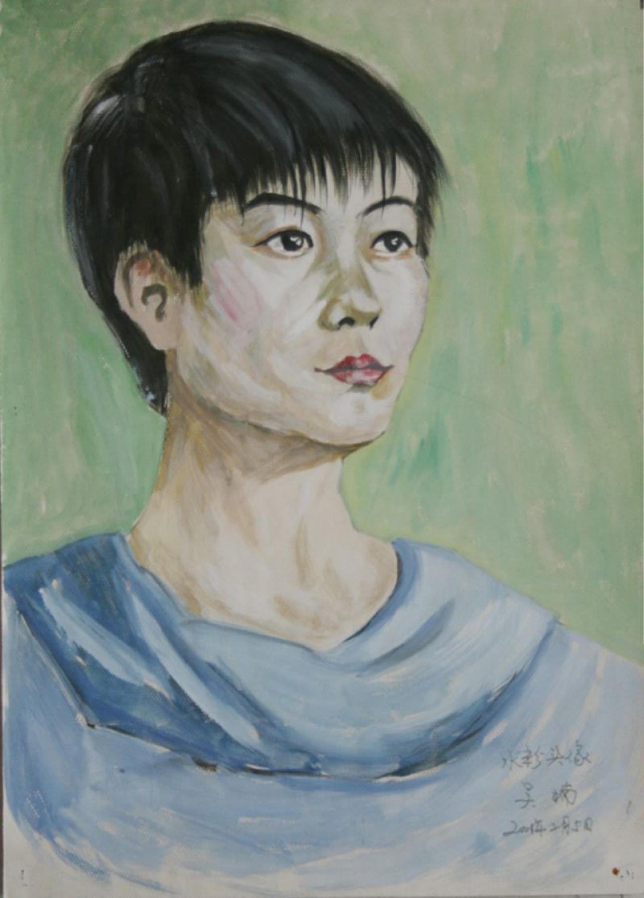 水彩头像 2001年2月5日 吴楠画