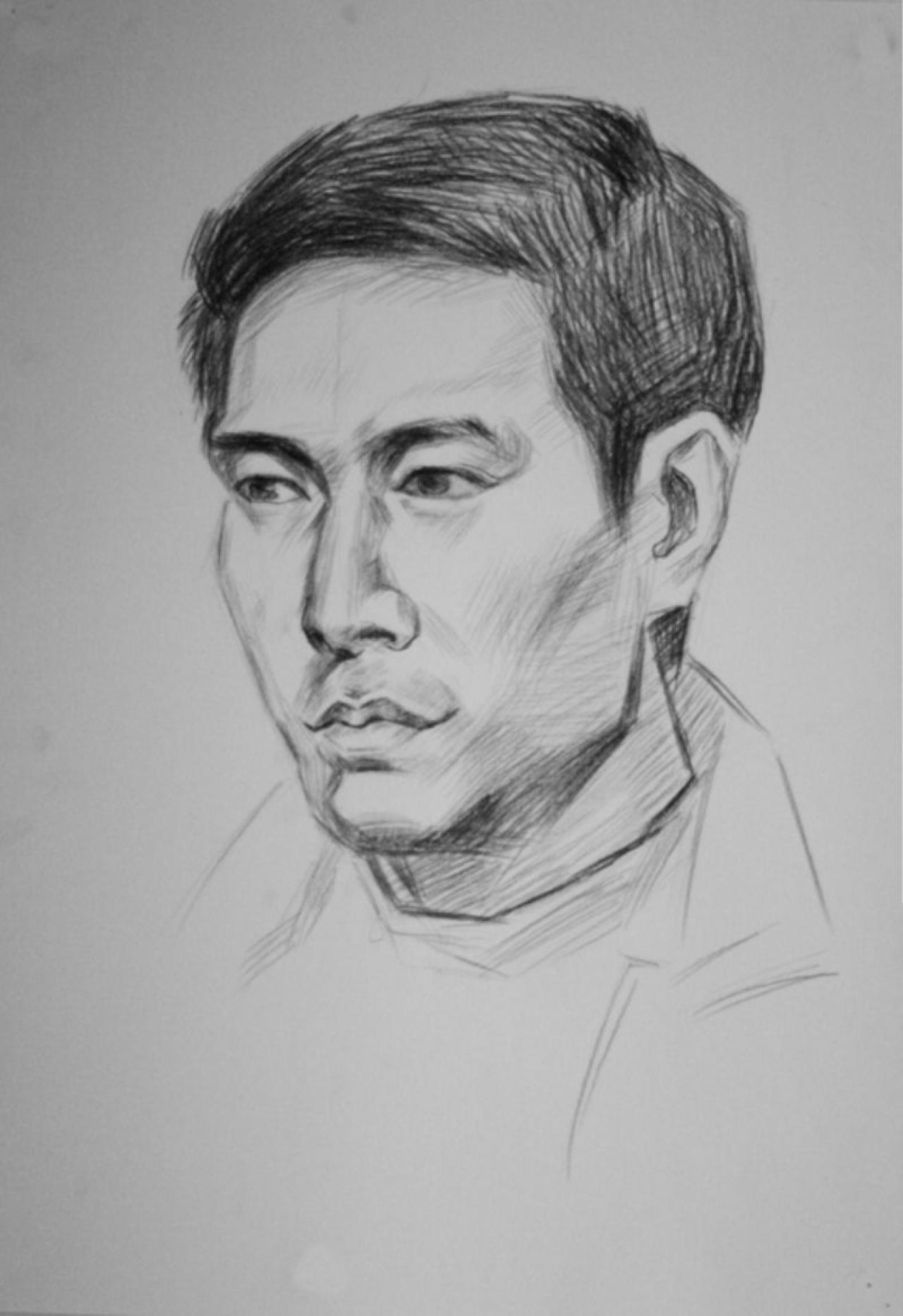 素描 中年男人 吴楠画