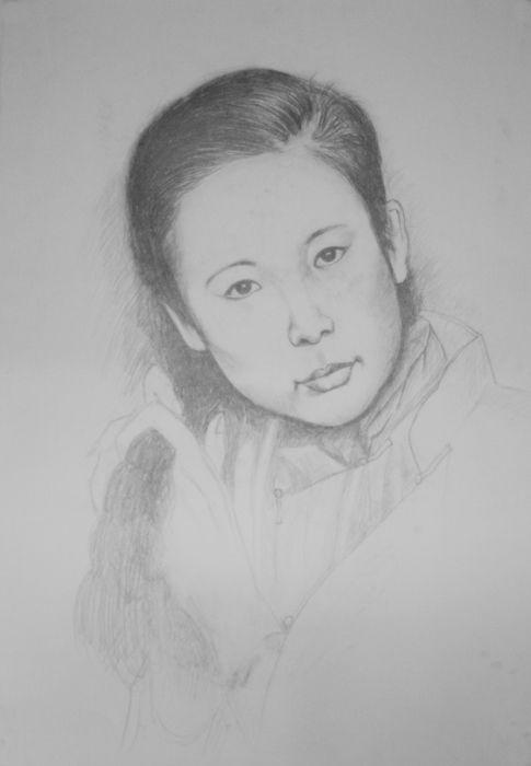 素描 青年女孩 吴楠画