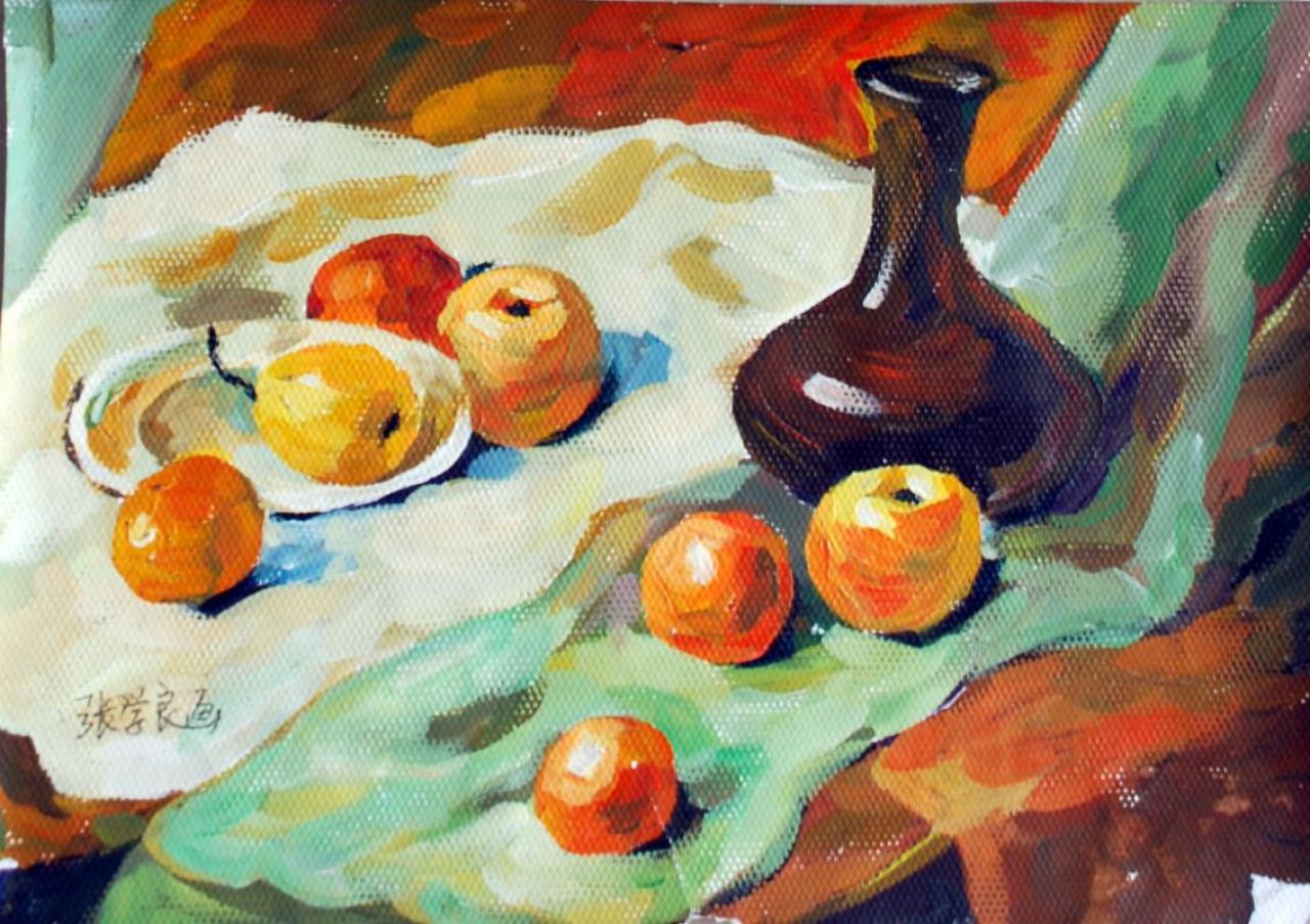 花瓶 苹果 梨组合 张学良画