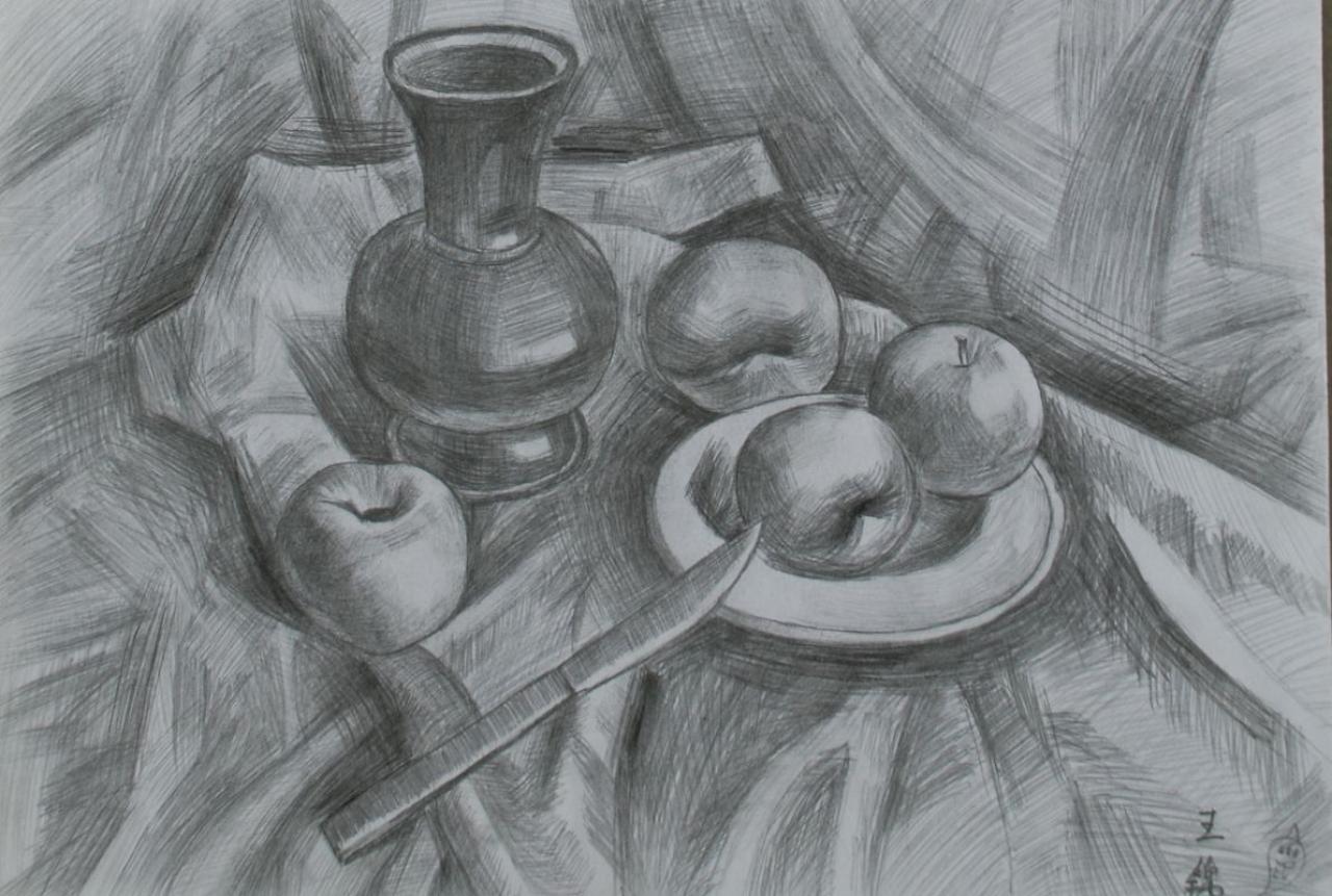 罐子 苹果 盘子 水果刀组合