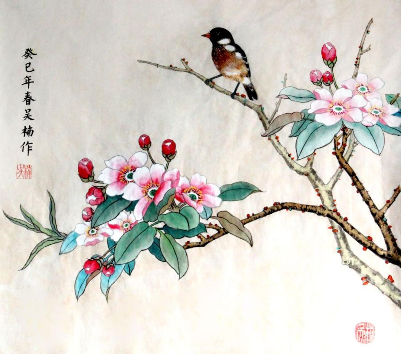工笔花鸟 癸巳年春 吴楠画