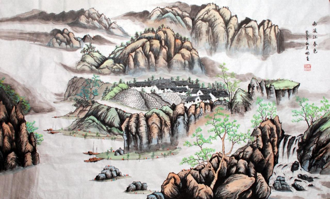 南溪江春色 癸巳年秋 吴楠画