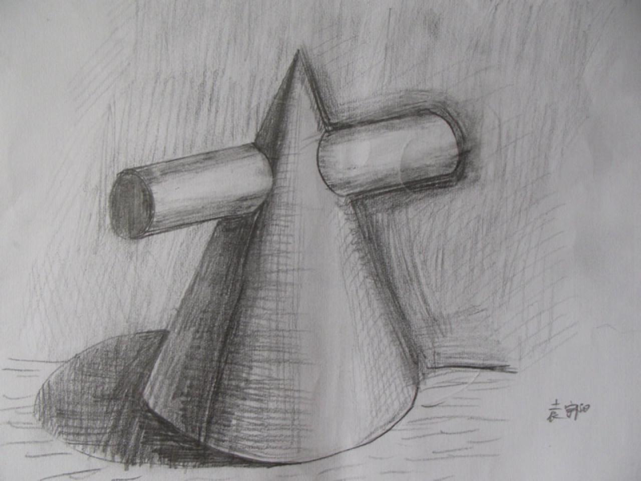 石膏几何体 袁宇阳画