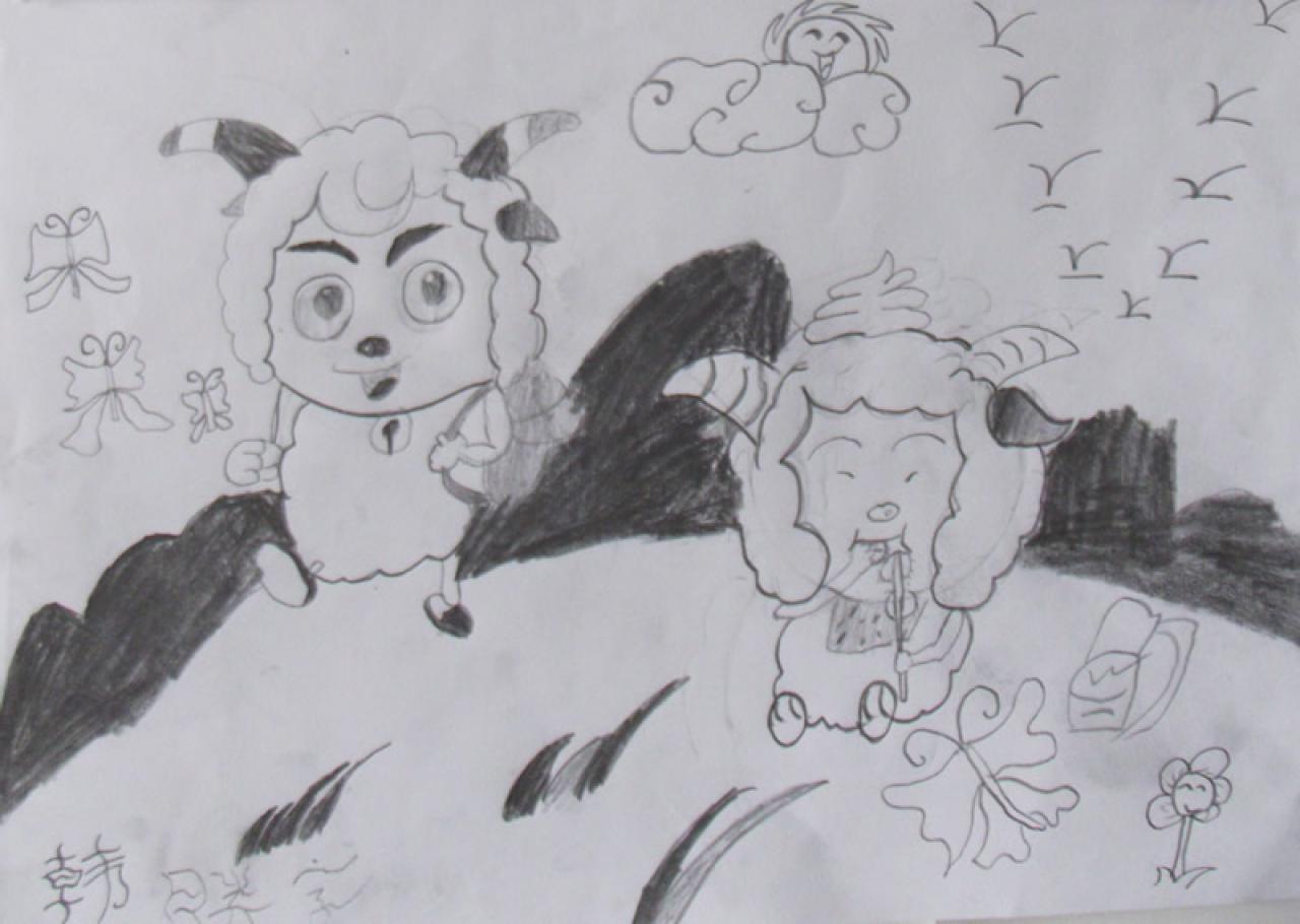 喜羊羊和懒羊羊 韩朕宇画