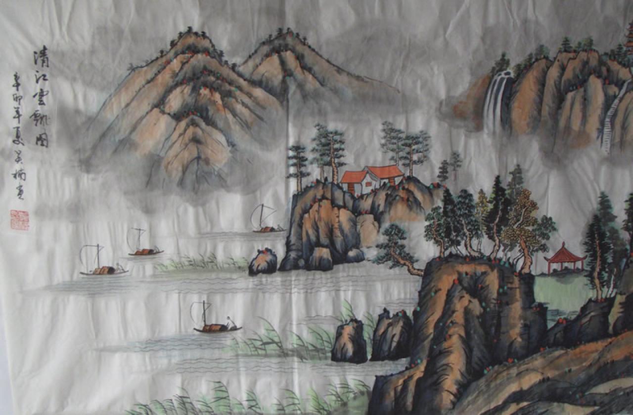 清江云飘图 辛卯年夏 吴楠画