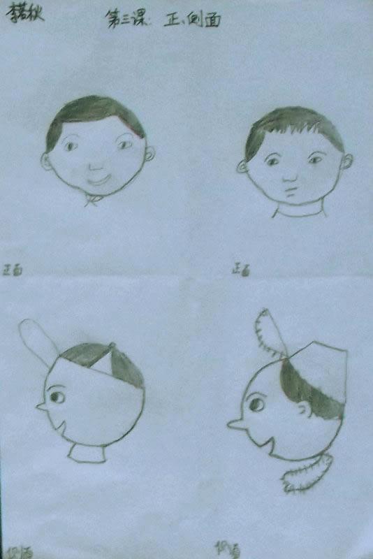 人物正面及侧面 李若秋画