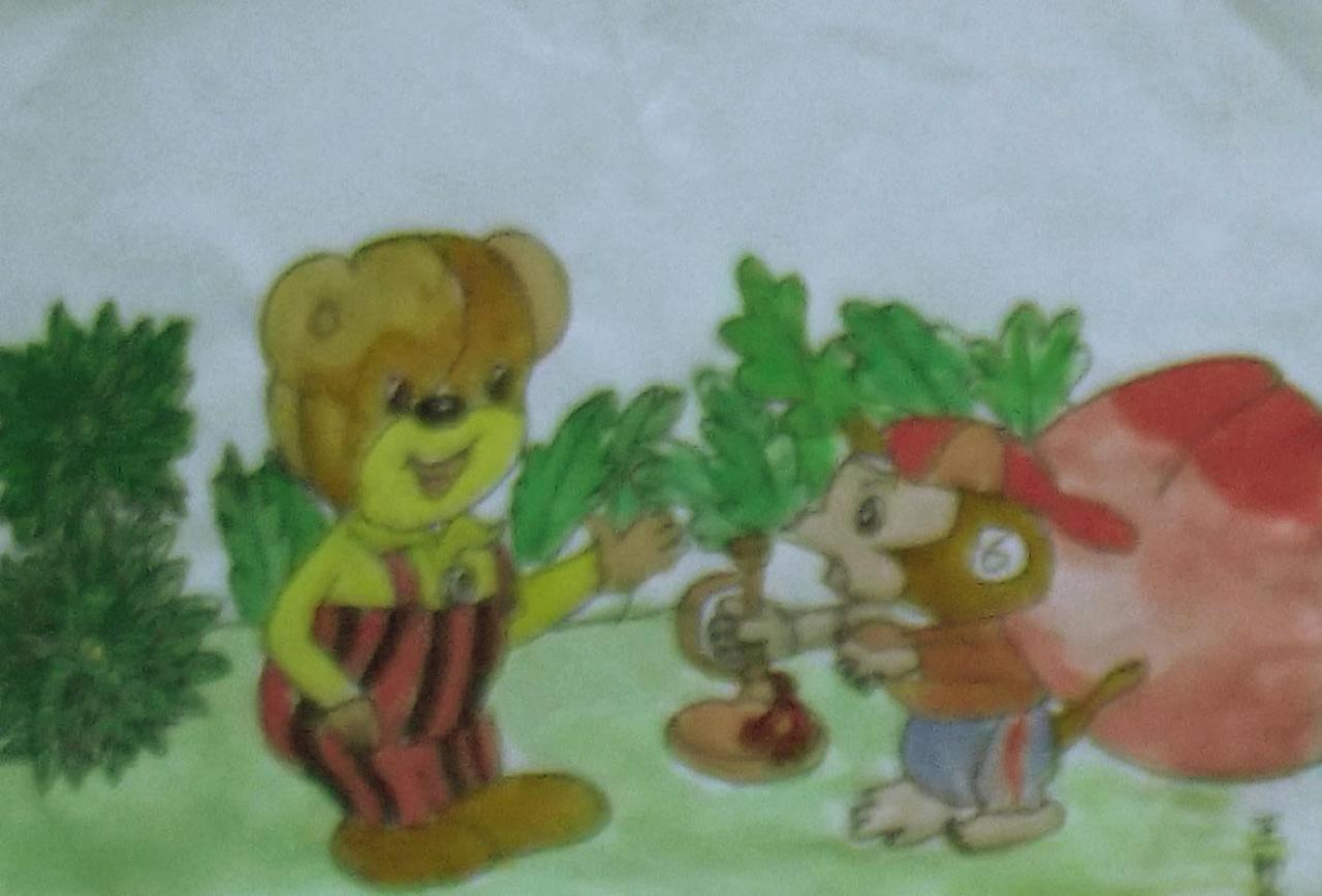 小熊和猴子 王帅鑫画