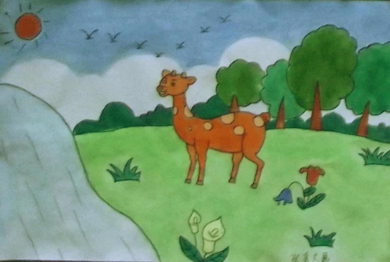 梅花鹿 张萧文画