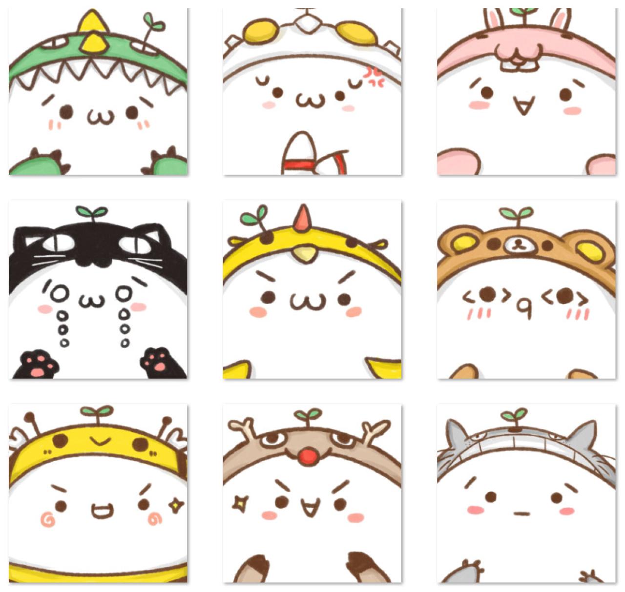 头上长草的颜文字君动物睡衣头像预览图