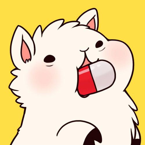 白色羊驼把药吞进嘴里的头像