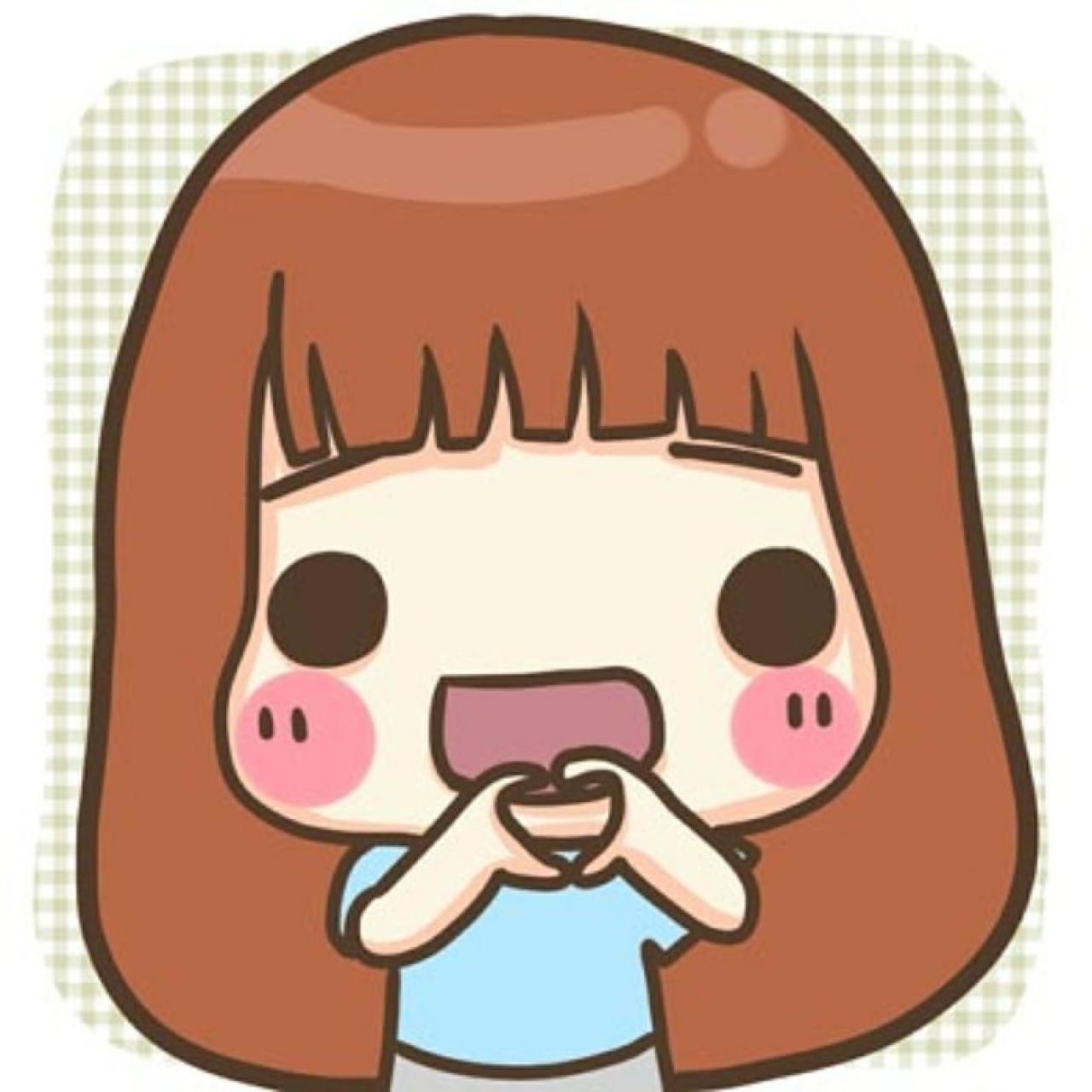 棕色长发闺蜜作心形手势头像