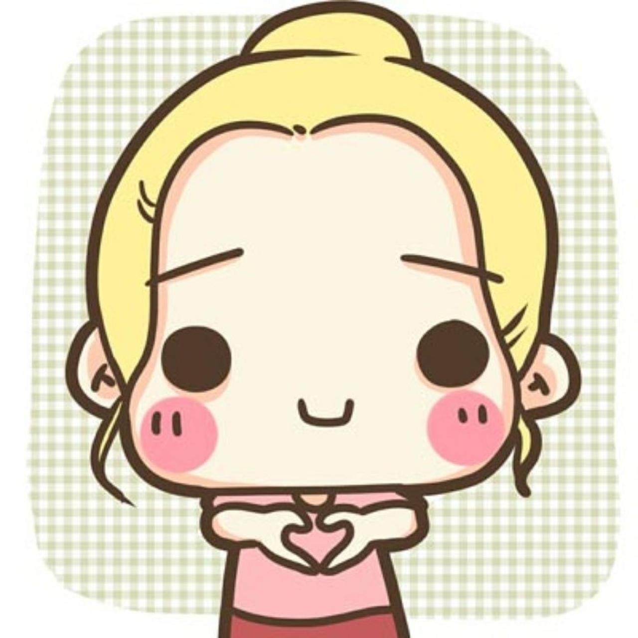 金色单马尾闺蜜作心形手势头像