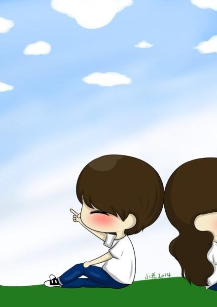 阿树靠着小希，指着天空手机壁纸