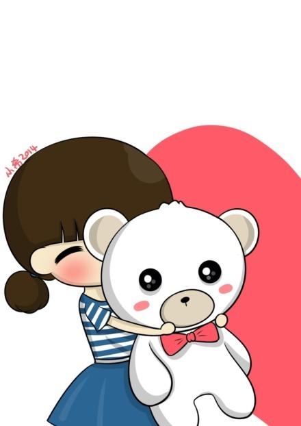 小希双手怀抱着小熊手机壁纸