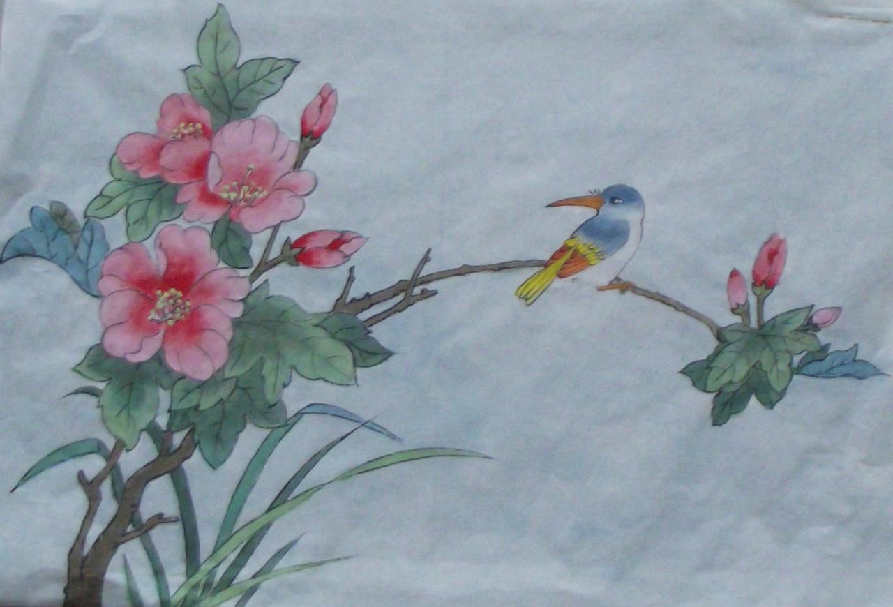 工笔花鸟教师演示作品 吴老师画