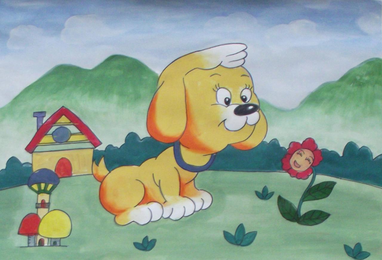 金色哈巴狗 吴老师画