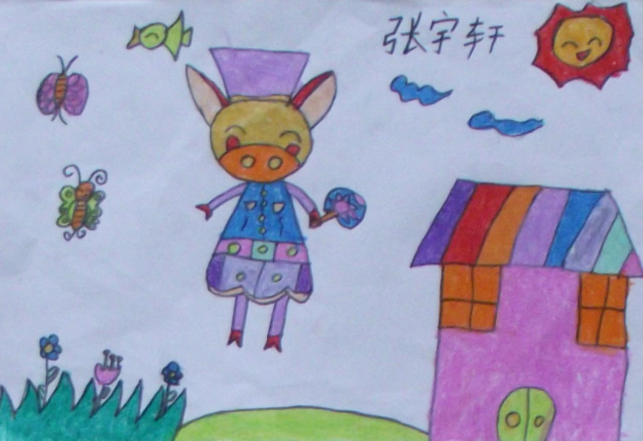 小猪扇扇子 张宇轩画