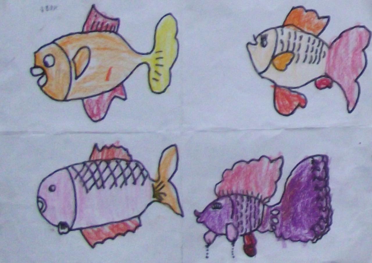 四种金鱼 李若秋画