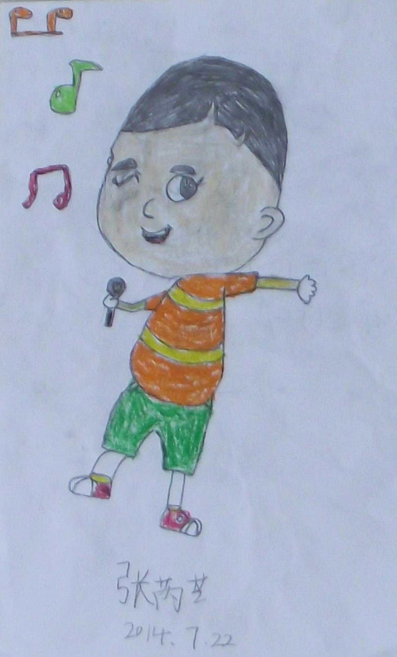 正在唱歌的大头儿子 张芮芝画