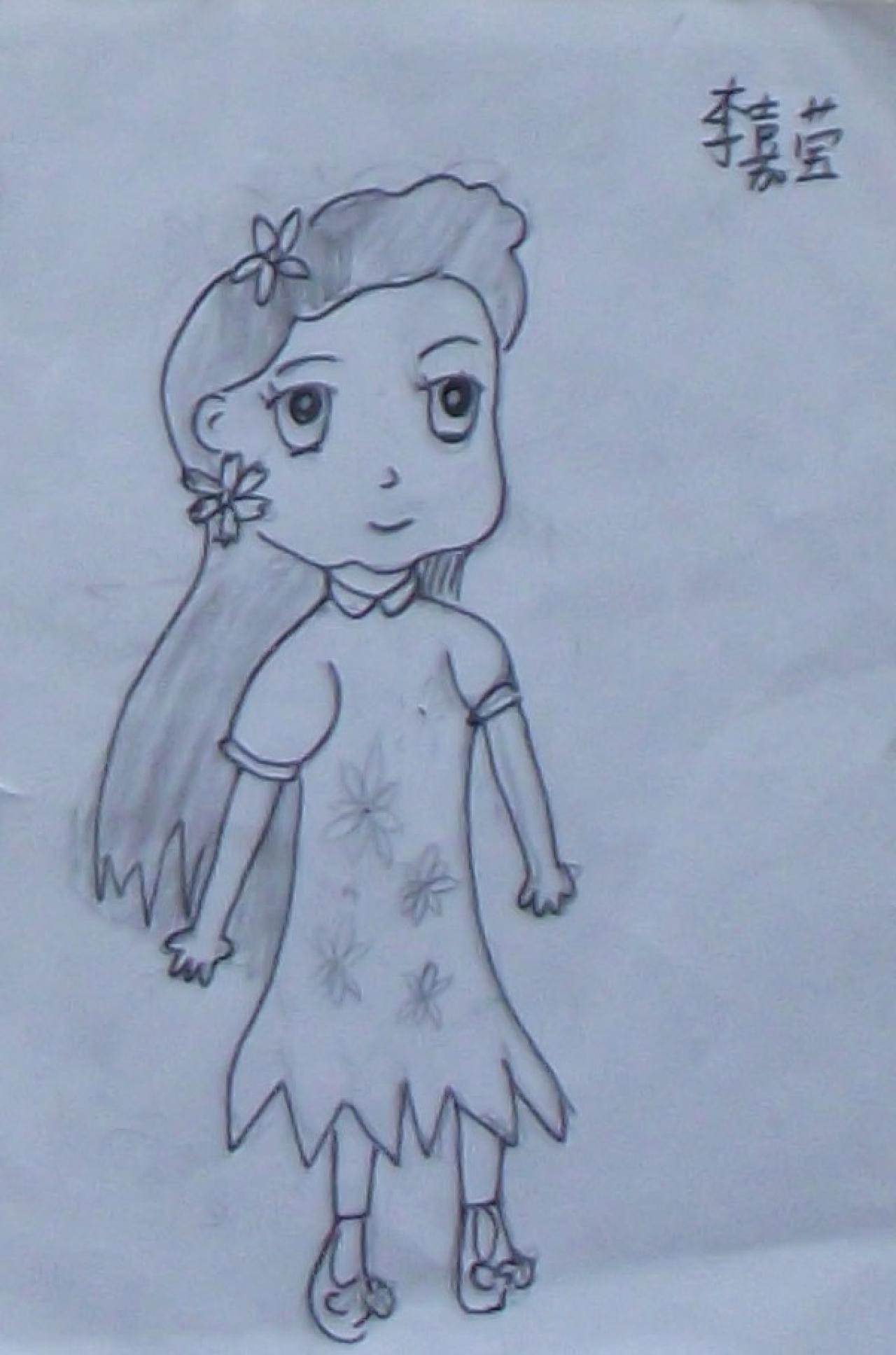 穿旗袍的妈妈 李嘉莹画