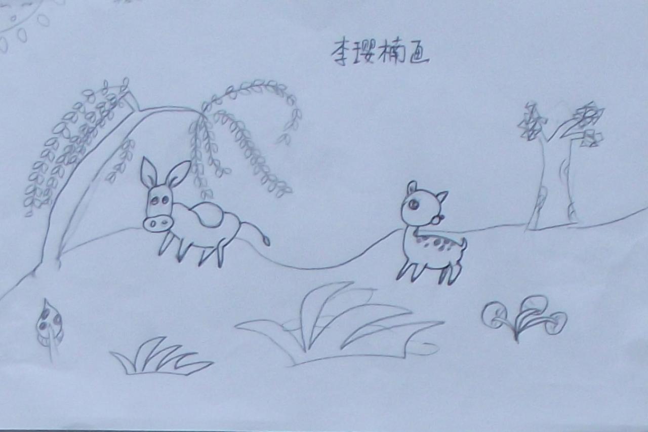 赶毛驴的梅花鹿 李璎楠画