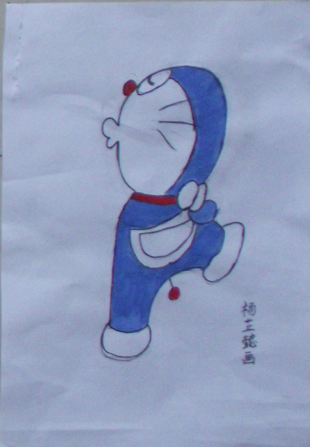 正在跳骑马舞的哆啦A梦 杨芷懿画