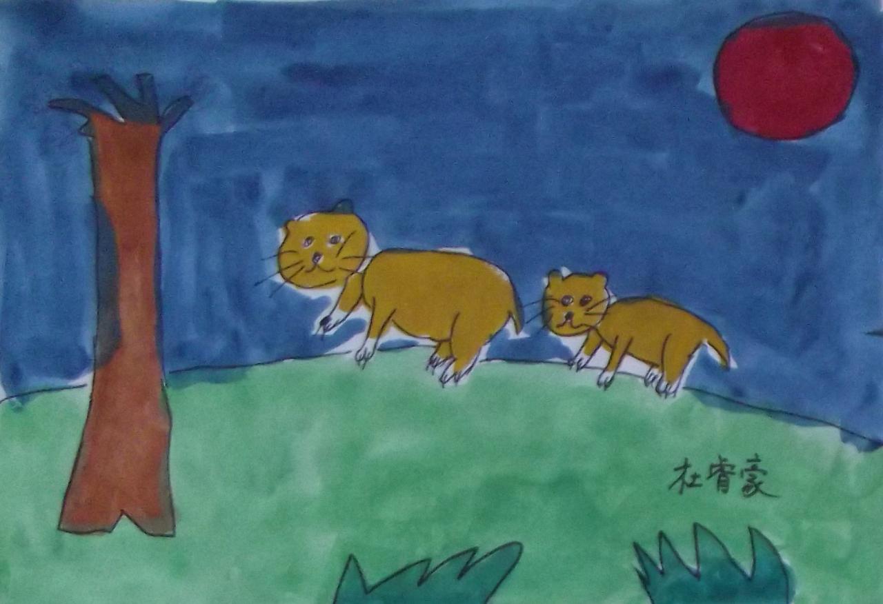 两只像老虎的小猫 杜睿豪画