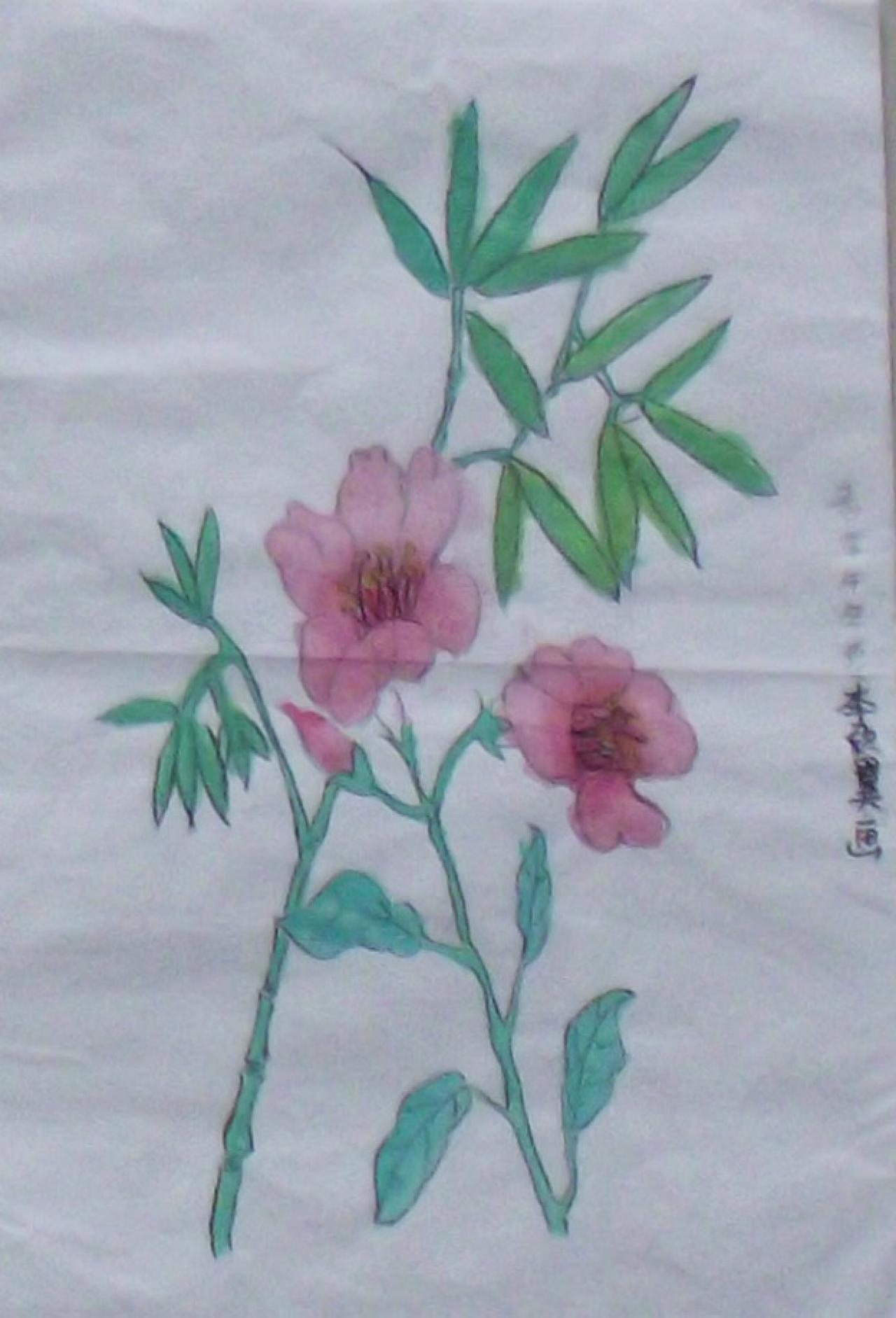 竹绿花红 李欣翼画