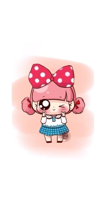 小Q伸出剪刀手，眨眼睛的手机壁纸