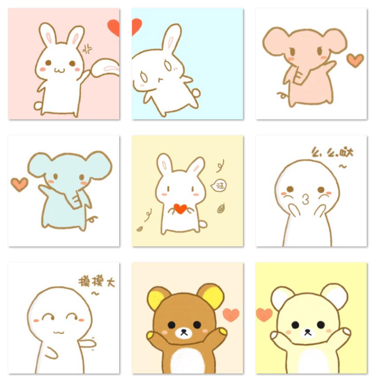 兔子小熊和小象七夕情侣头像 预览图