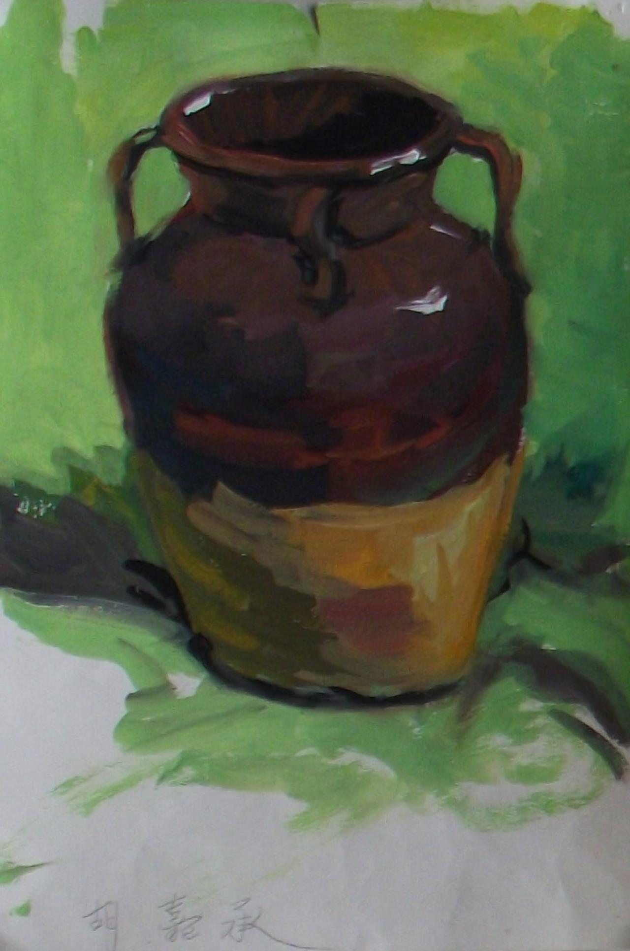 大坛子水粉静物 胡嘉承画