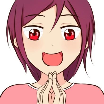 紫色长头发，红色眼睛和上衣的男孩头像